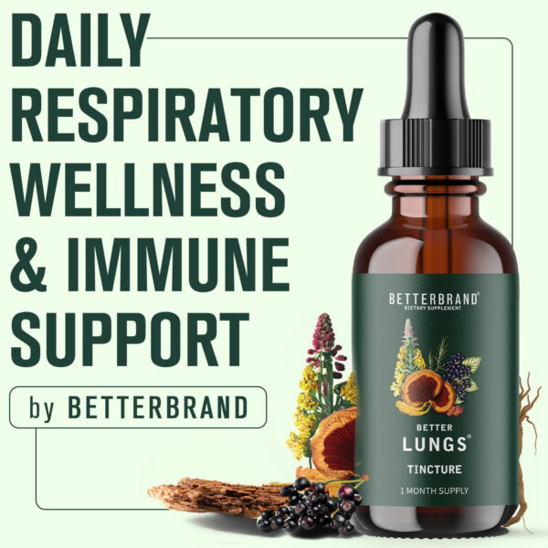 Betterbrand BetterLungs Daily Respiratory Health Supplement (60 Capsules) | with Mullein Leaf for Lung Health, Allergy, Sinus, and Mucus Relief - Image 14