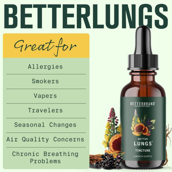 Betterbrand BetterLungs Daily Respiratory Health Supplement (60 Capsules) | with Mullein Leaf for Lung Health, Allergy, Sinus, and Mucus Relief - Image 18