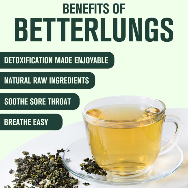 Betterbrand BetterLungs Caffeine Free Tea for Lung Cleanse, Congestion Relief, Mucus Detox - 15 Herbal Tea Bags with Mullein Leaf - Image 16