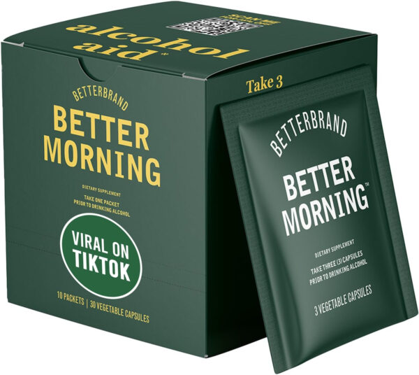 Betterbrand BetterMorning Prevents Headaches and Supports Liver Aid (10x Single Serving Packets) | Gluten-Free, Vegetarian