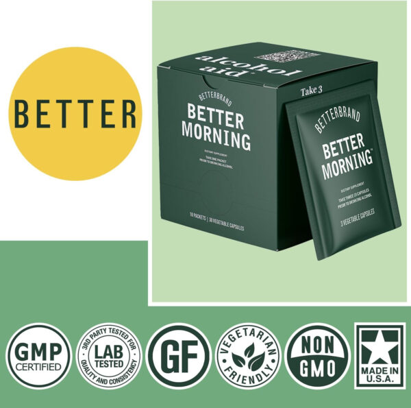 Betterbrand BetterMorning Prevents Headaches and Supports Liver Aid (10x Single Serving Packets) | Gluten-Free, Vegetarian - Image 7