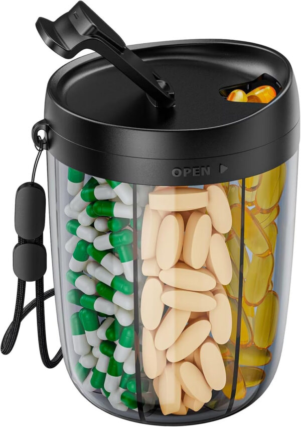 Large Supplement Organizer Bottle - 6 in 1 Pill Dispenser