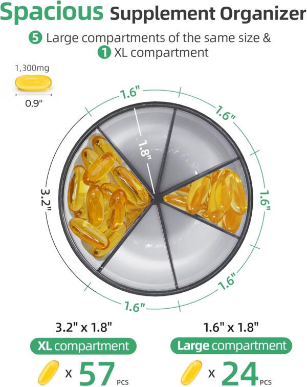 Large Supplement Organizer Bottle - 6 in 1 Pill Dispenser - Image 3