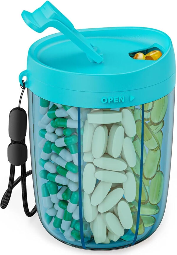 Large Supplement Organizer Bottle - 6 in 1 Pill Dispenser - Image 9