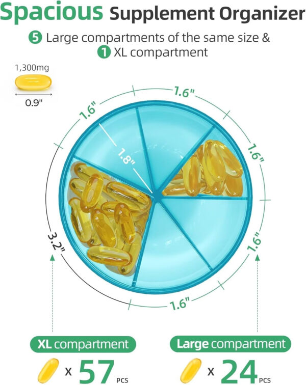 Large Supplement Organizer Bottle - 6 in 1 Pill Dispenser - Image 10