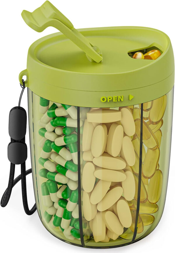 Large Supplement Organizer Bottle - 6 in 1 Pill Dispenser - Image 24