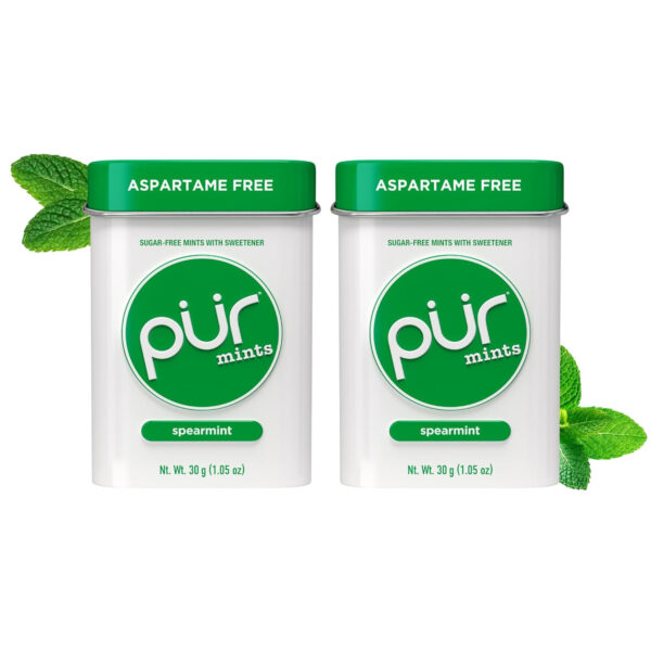 Xylitol Mints | PUR Natural Spearmint Flavored Sugar Free Mints 30 Pieces (Pack of 2)