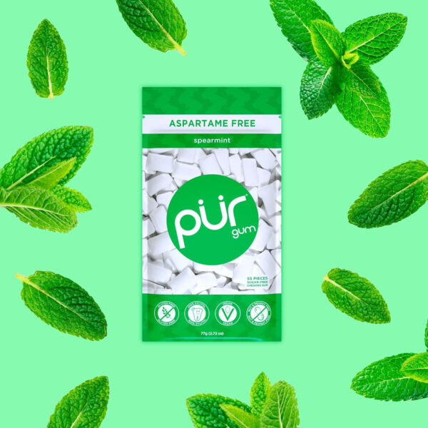 Xylitol Gum | PUR Aspartame Free Natural Spearmint, 55 Pieces - Image 4