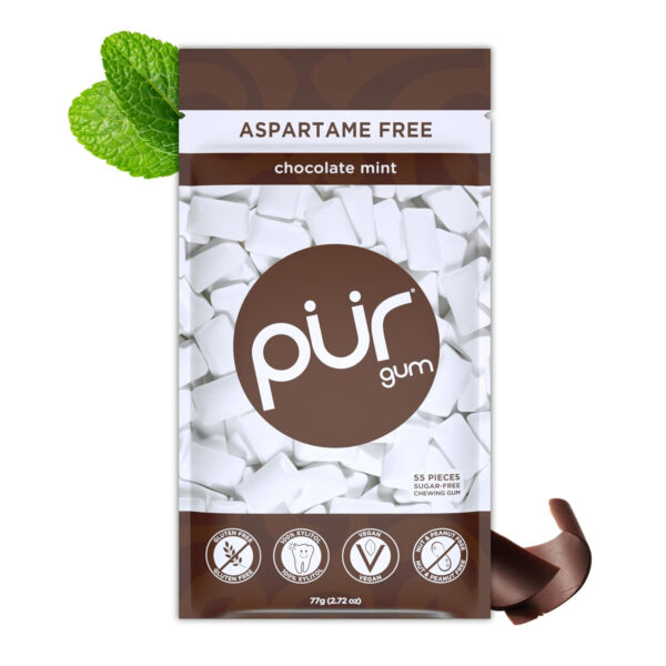 Xylitol Gum | PUR Aspartame Free Natural Spearmint, 55 Pieces - Image 34