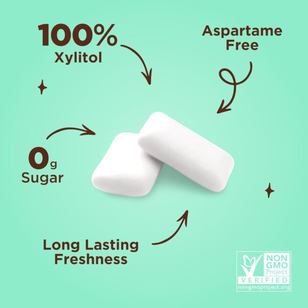 Xylitol Gum | PUR Aspartame Free Natural Spearmint, 55 Pieces - Image 37