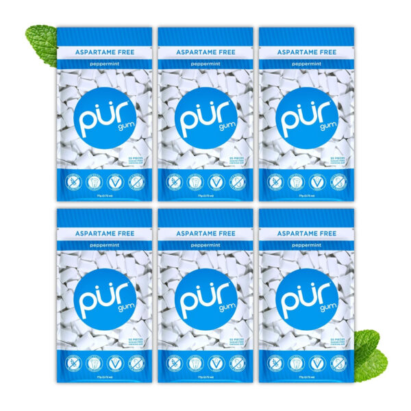 Xylitol Gum | PUR Aspartame Free Natural Spearmint, 55 Pieces - Image 79