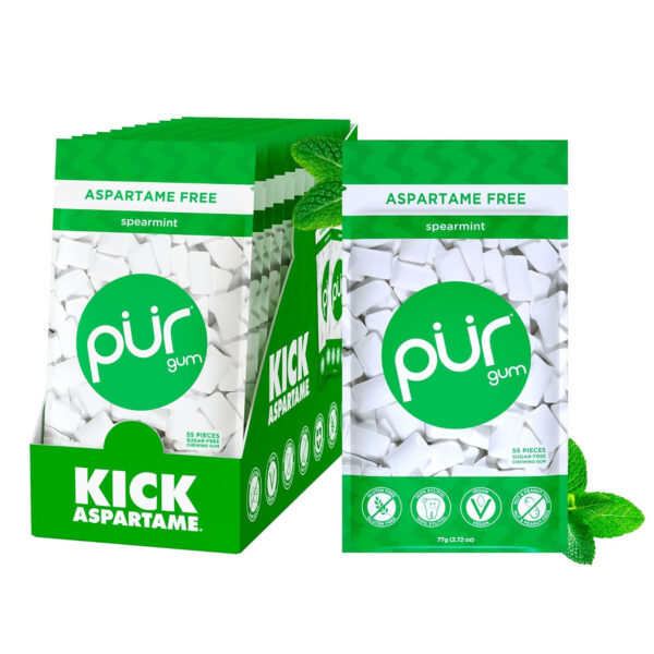 Xylitol Gum | PUR Aspartame Free Natural Spearmint, 55 Pieces - Image 83