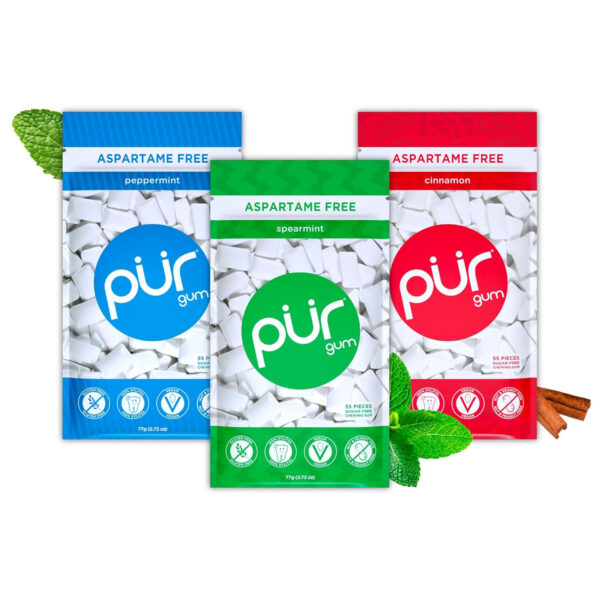 Xylitol Gum | PUR Aspartame Free Natural Spearmint, 55 Pieces - Image 88