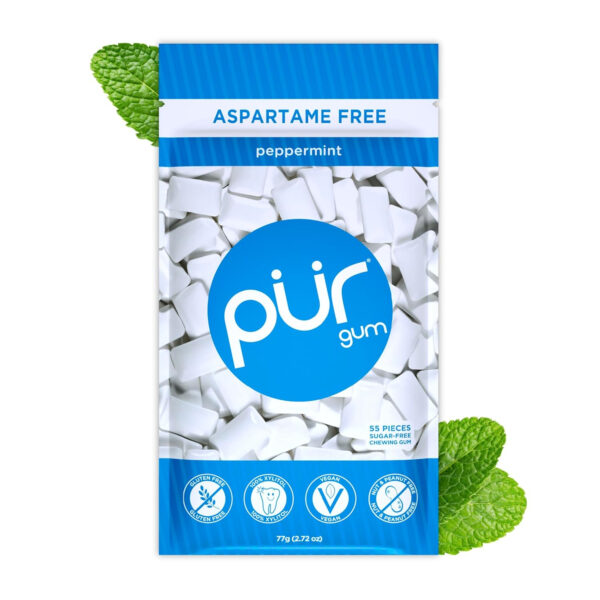 Xylitol Gum | PUR Aspartame Free Natural Spearmint, 55 Pieces - Image 101