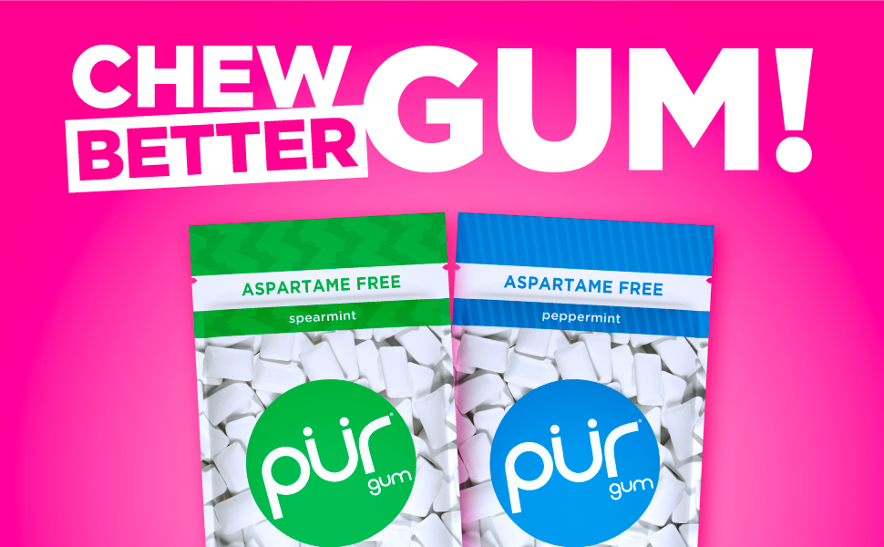 chew better gum. spearmint and peppermint flavor gum bag