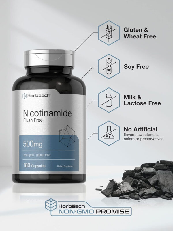 Nicotinamide 500mg by Horbäach | 180 Capsules | Non-GMO, Gluten Free - Image 5