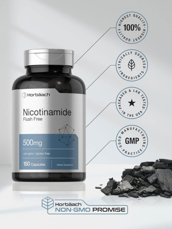 Nicotinamide 500mg by Horbäach | 180 Capsules | Non-GMO, Gluten Free - Image 6